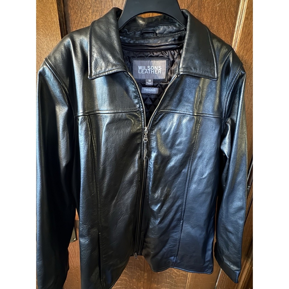 Wilsons Leather Women's Black Full Zip Long Sleeve Genuine Leather Jacket Sz 1X